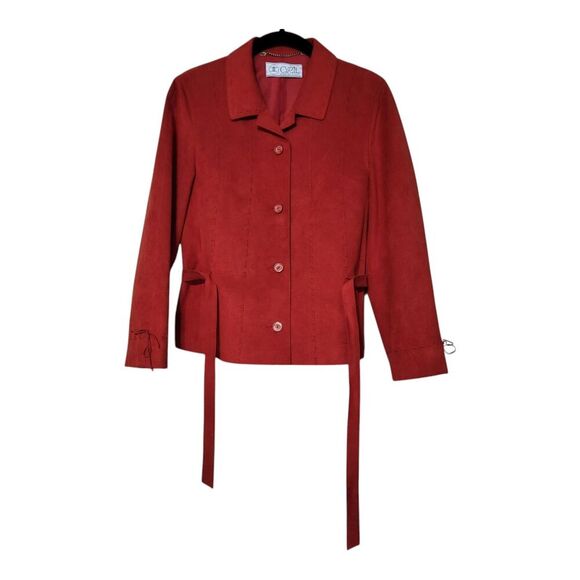 Vintage CYRIL Creation Suisse- Germany Made Faux Suede Blazer- Western- Red - Picture 10 of 13